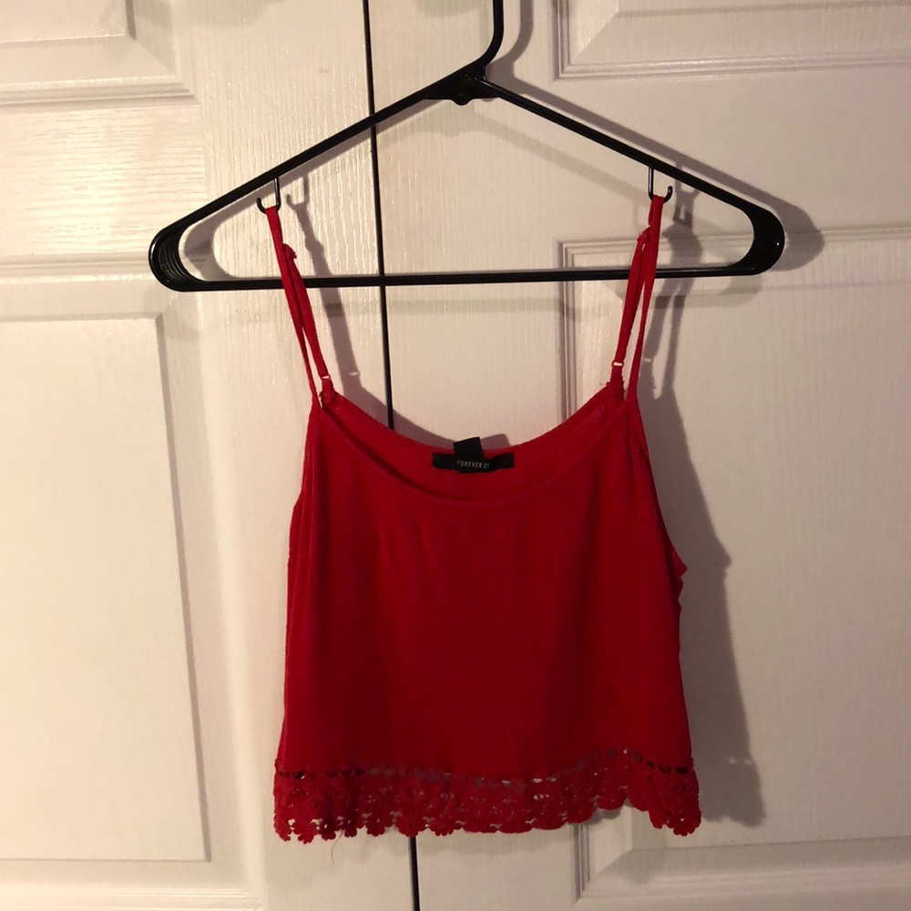 Red crop top with lace!